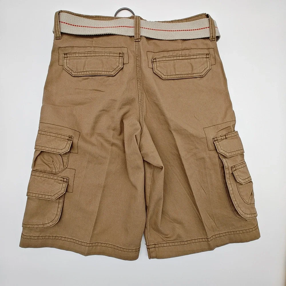 Lot 2 Lee‎ Dungarees Youth Cargo Shorts Size 12 Regular w Belts Khaki Gray